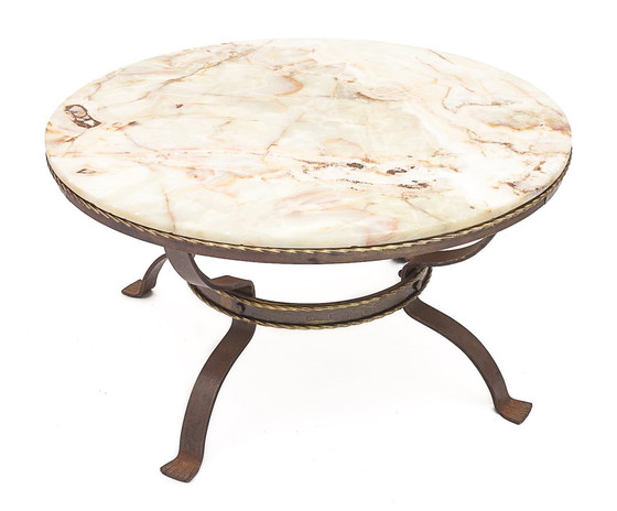 Image 1 of Onyx Wrought Iron Round Table, 1950