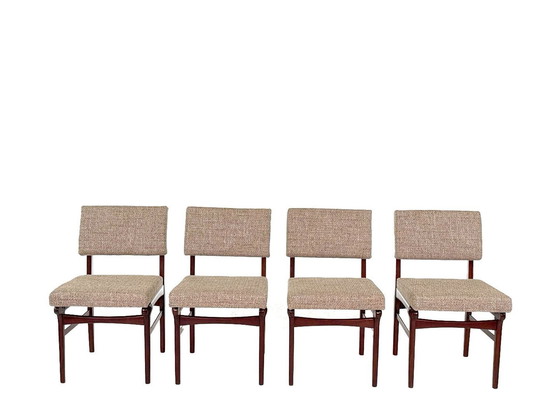 Image 1 of 4X Vintage Teak Dining Chairs Model "Uppsula" By Louis Van Teeffelen For Wébé
