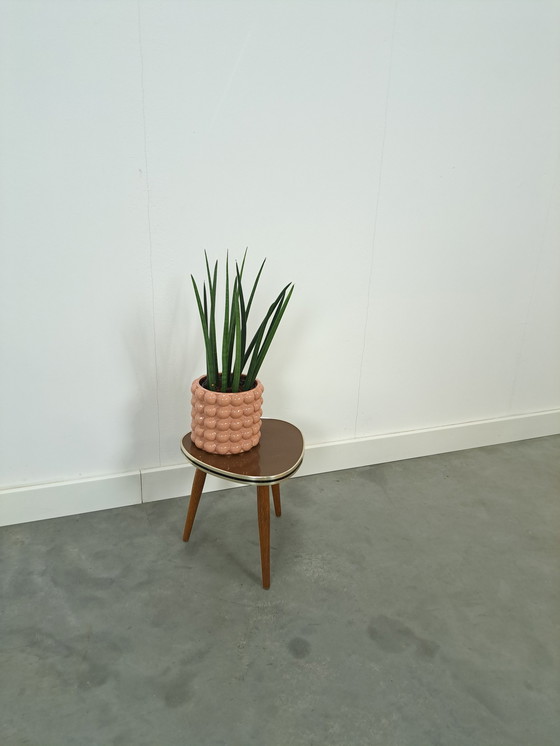 Image 1 of Small side table brown formica top, vintage plant table