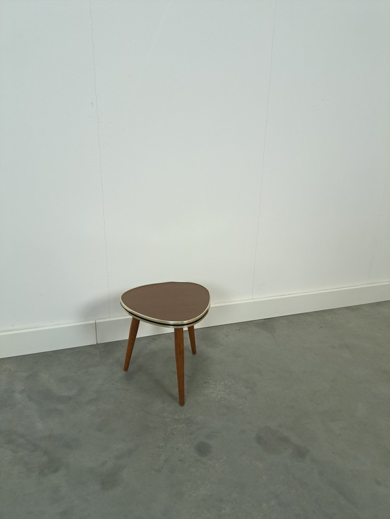 Image 1 of Small side table brown formica top, vintage plant table