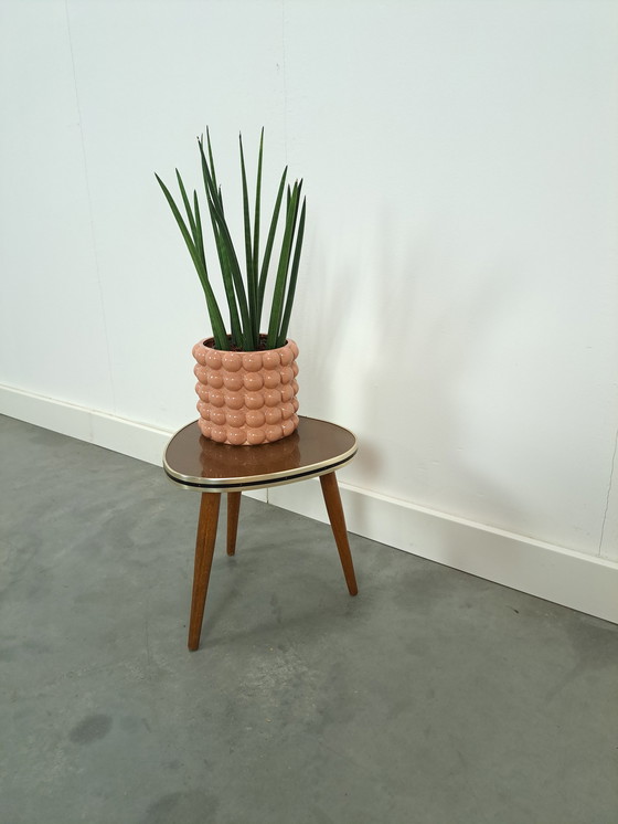 Image 1 of Small side table brown formica top, vintage plant table