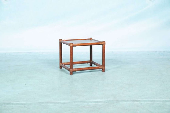 Image 1 of Table basse vintage en rotin 1960s, table d'appoint en osier boho