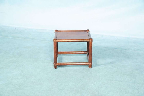 Image 1 of Table basse vintage en rotin 1960s, table d'appoint en osier boho