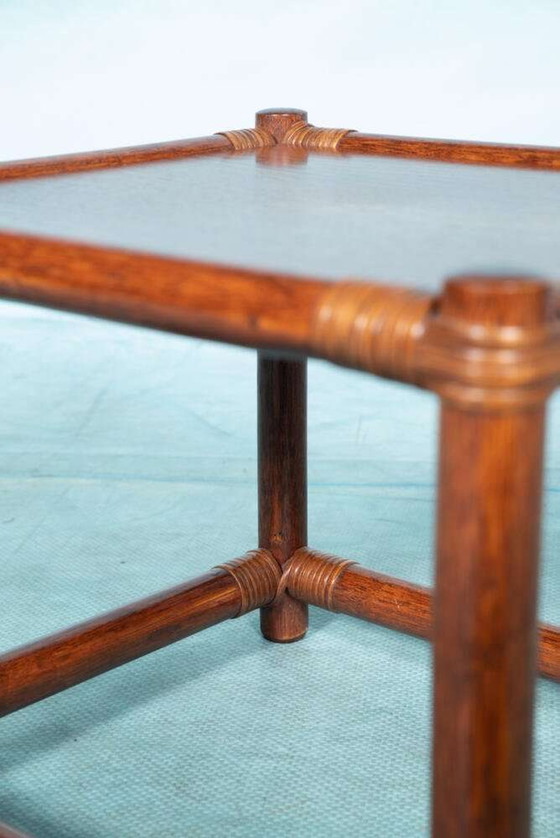 Image 1 of Table basse vintage en rotin 1960s, table d'appoint en osier boho
