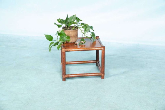 Image 1 of Table basse vintage en rotin 1960s, table d'appoint en osier boho