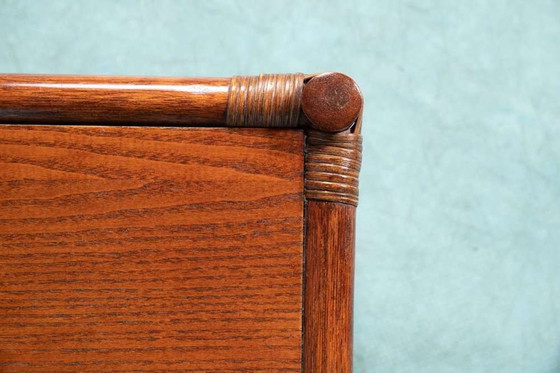 Image 1 of Vintage Rattan coffee table 1960s, boho wicker sidetable