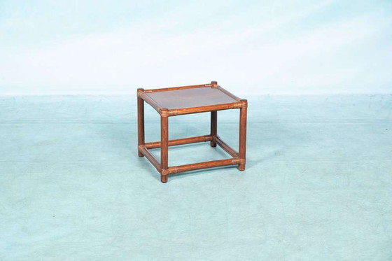 Image 1 of Vintage Rattan coffee table 1960s, boho wicker sidetable