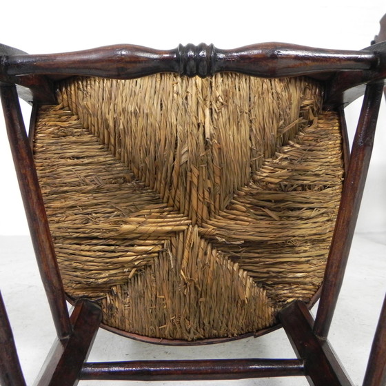 Image 1 of Set of 6 peasant chairs with wicker seat, circa 1900