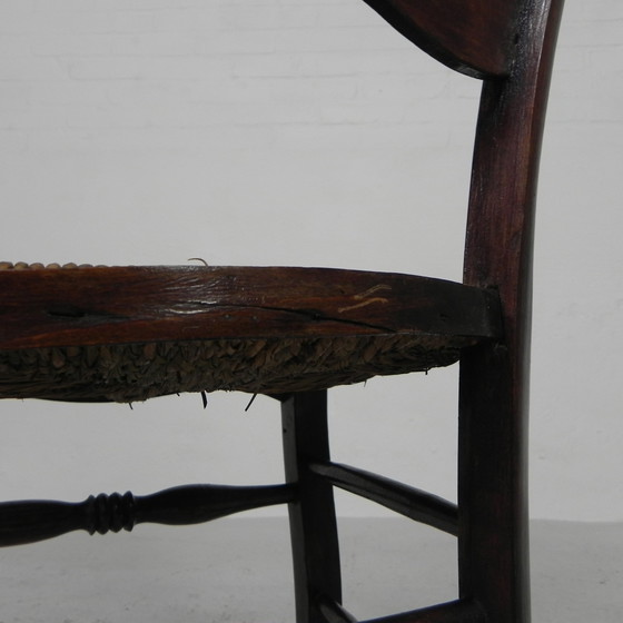 Image 1 of Set of 6 peasant chairs with wicker seat, circa 1900