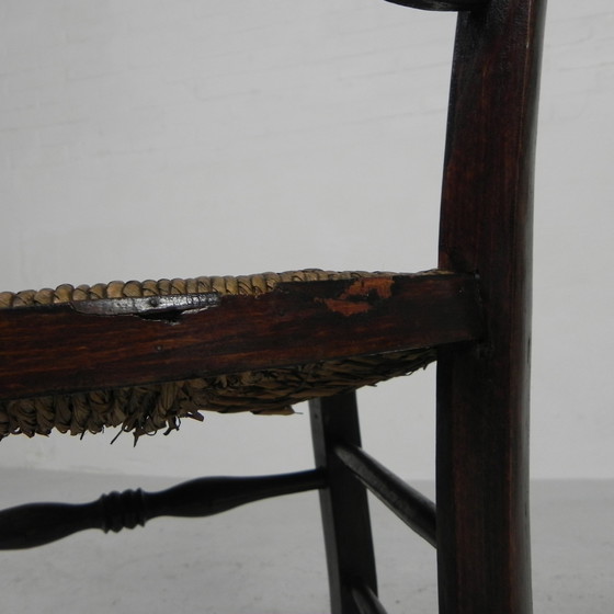 Image 1 of Set of 6 peasant chairs with wicker seat, circa 1900