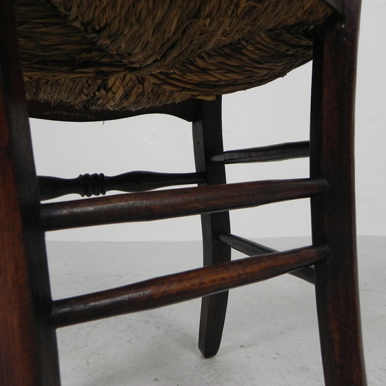 Image 1 of Set of 6 peasant chairs with wicker seat, circa 1900