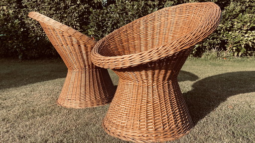 2x rattan armchair / wicker armchair