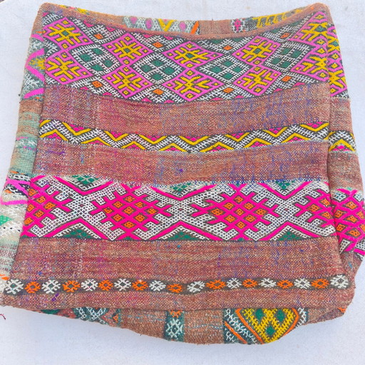 Kilim Berber Pouf, Moroccan Seat Cushion