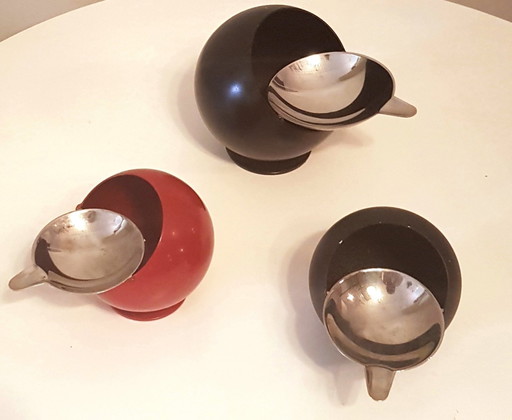 3X Metal Ashtrays From Quist Präsente, 1970S