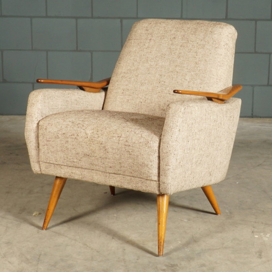Image 1 of Vintage Club/Lounge Armchair - Wooden Armrests - 1960s