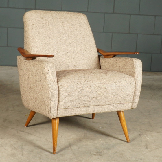Image 1 of Vintage Club/Lounge Armchair - Wooden Armrests - 1960s