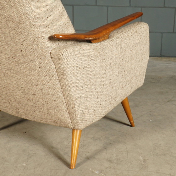 Image 1 of Vintage Club/Lounge Armchair - Wooden Armrests - 1960s