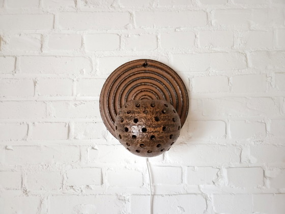 Image 1 of Vintage Brown Ceramic Brutalist Wall Lamp