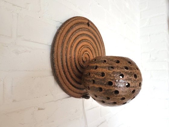 Image 1 of Vintage Brown Ceramic Brutalist Wall Lamp