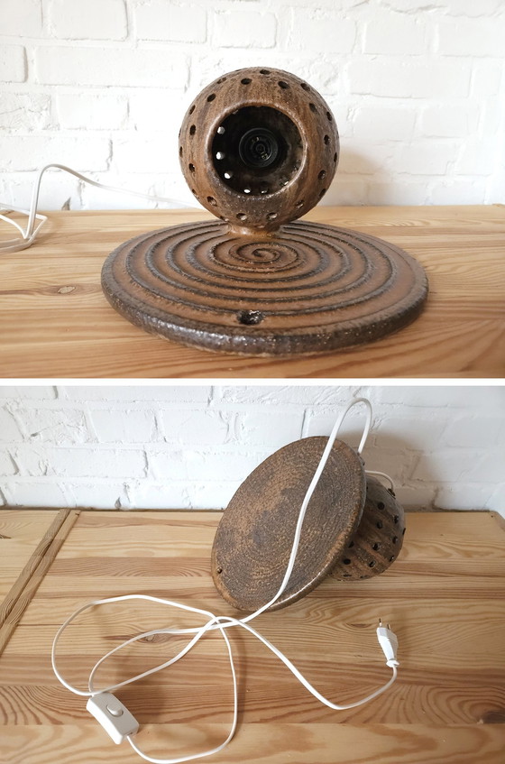Image 1 of Vintage Brown Ceramic Brutalist Wall Lamp