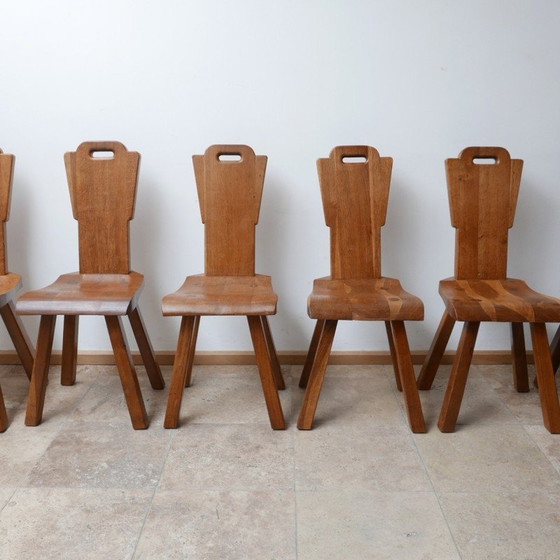 Image 1 of Set of 6 vintage solid wood chairs, Belgium 1970