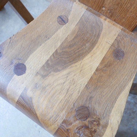 Image 1 of Set of 6 vintage solid wood chairs, Belgium 1970