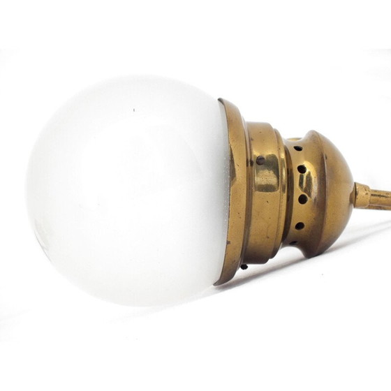 Image 1 of Pair of vintage brass sconces and glass globe "lp1 lampione", Italy 1954