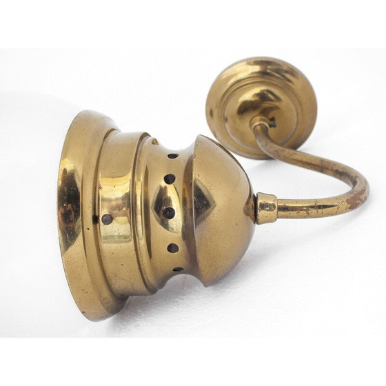 Image 1 of Pair of vintage brass sconces and glass globe "lp1 lampione", Italy 1954