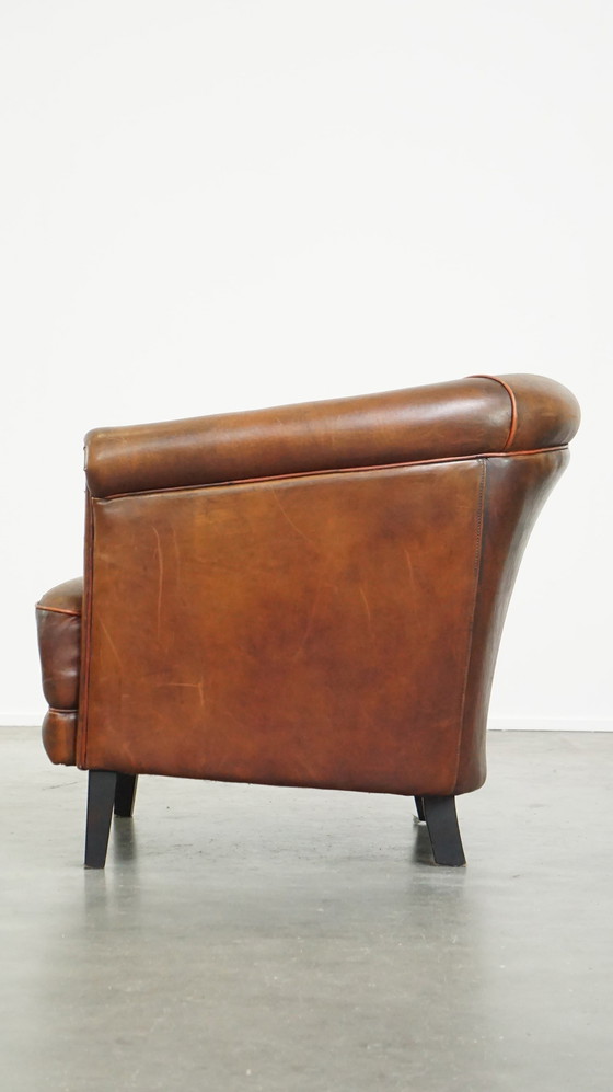 Image 1 of Sheep Leather Club Armchair With Fixed Seat Cushion