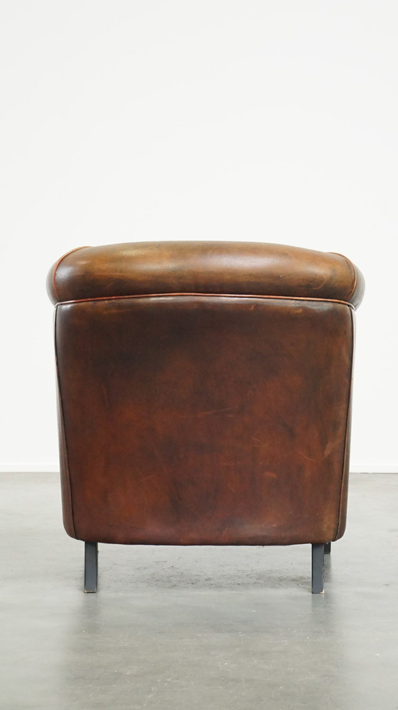 Image 1 of Sheep Leather Club Armchair With Fixed Seat Cushion