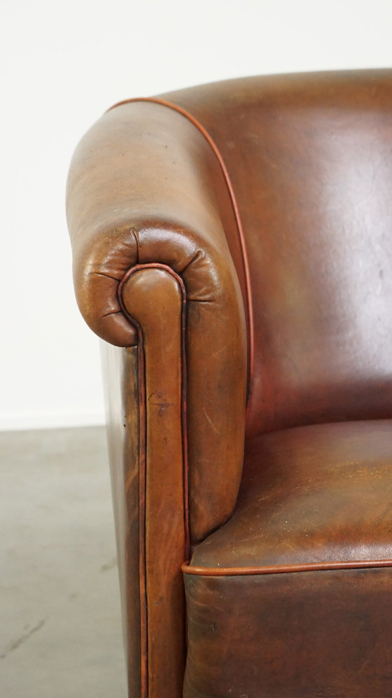 Image 1 of Sheep Leather Club Armchair With Fixed Seat Cushion