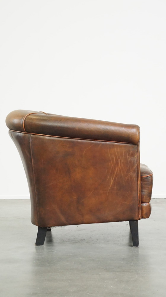 Image 1 of Sheep Leather Club Armchair With Fixed Seat Cushion