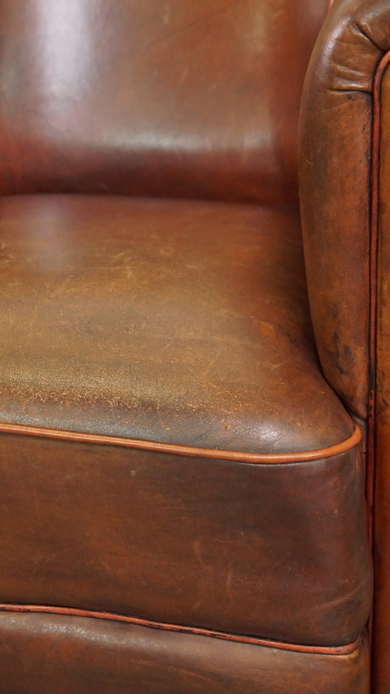 Image 1 of Sheep Leather Club Armchair With Fixed Seat Cushion