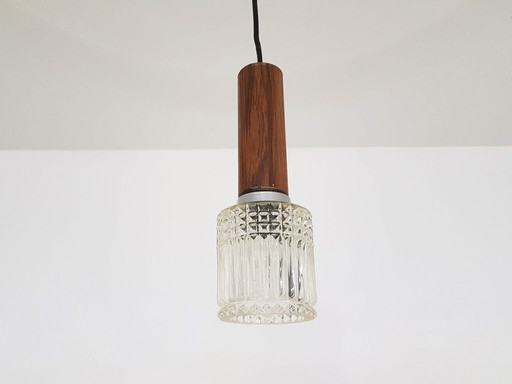 Small wood and glass pendant light