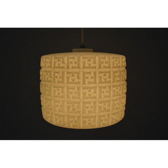 Image 1 of Vintage glass and plastic suspension lamp, Czechoslovakia 1960