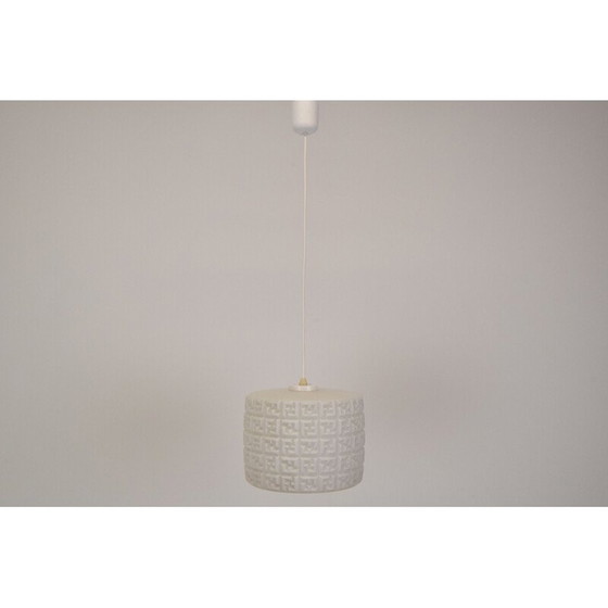 Image 1 of Vintage glass and plastic suspension lamp, Czechoslovakia 1960