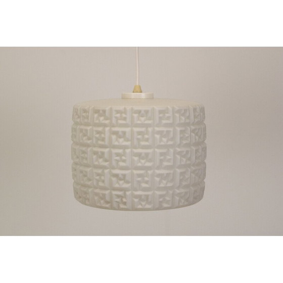 Image 1 of Vintage glass and plastic suspension lamp, Czechoslovakia 1960