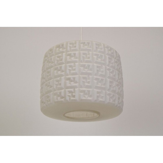 Image 1 of Vintage glass and plastic suspension lamp, Czechoslovakia 1960