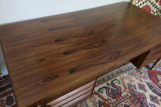 Image 1 of Kai Kristiansen For Feldballes Mobelfabrik Model 70 Rosewood Desk On Sled Base, 1960S