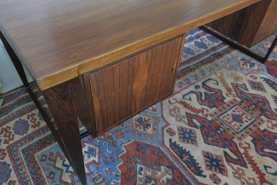 Image 1 of Kai Kristiansen For Feldballes Mobelfabrik Model 70 Rosewood Desk On Sled Base, 1960S