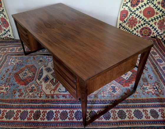 Image 1 of Kai Kristiansen For Feldballes Mobelfabrik Model 70 Rosewood Desk On Sled Base, 1960S