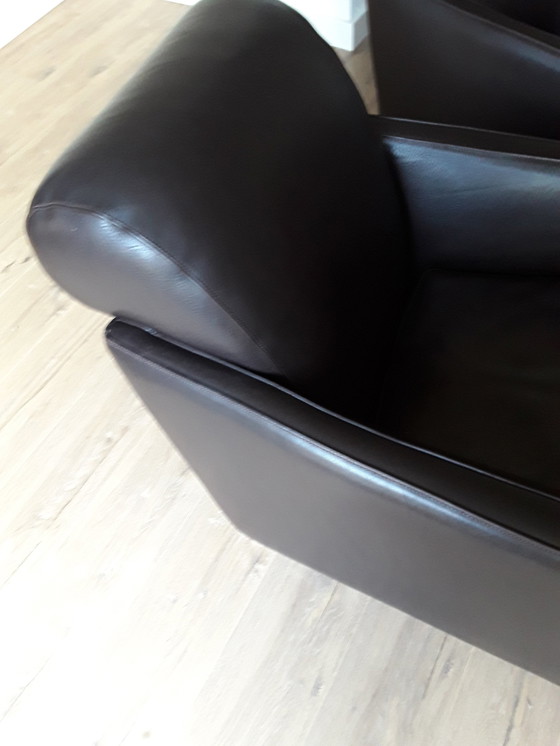 Image 1 of 2x Molinari We Not Armchairs Dark Brown Leather With Light Seam Topstitched