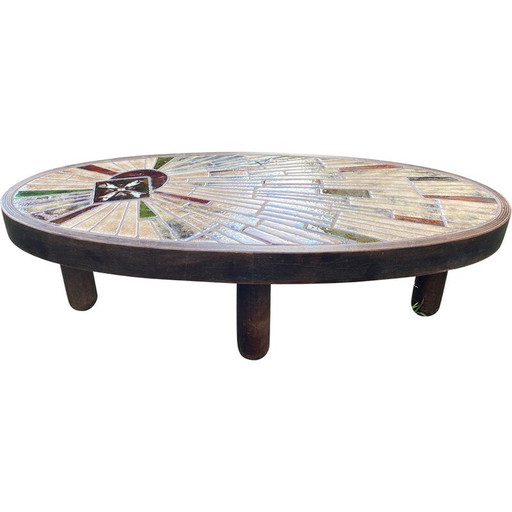 Vintage ceramic coffee table by Barrois Vallauris, 1970