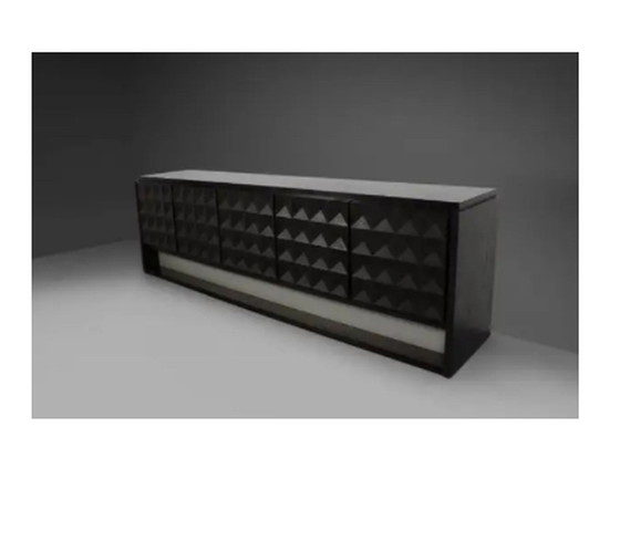 Image 1 of Large Brutalist Diamond Credenza in Stained Oak,