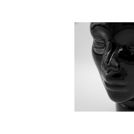 Image 1 of Vintage Modern Black Glass Head, Germany 1970s