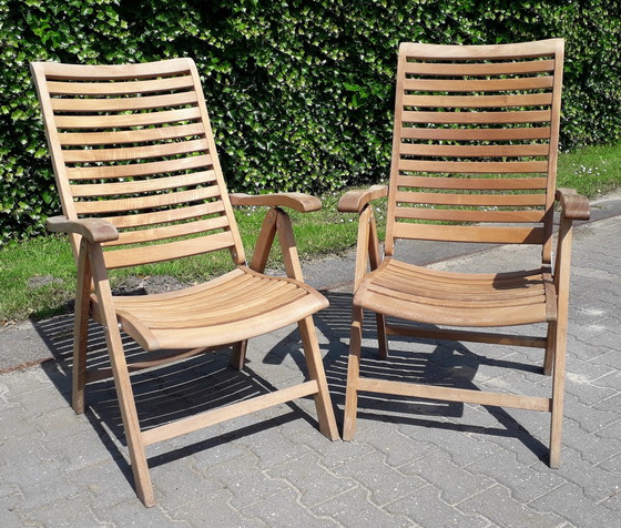 Image 1 of 2 Teak booth chairs, foldable