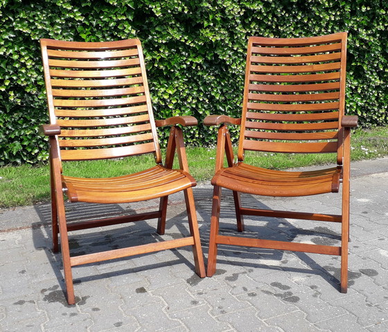 Image 1 of 2 Teak booth chairs, foldable