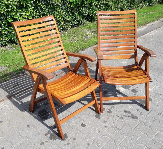 Image 1 of 2 Teak booth chairs, foldable