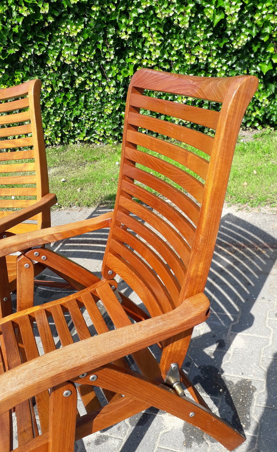 Image 1 of 2 Teak booth chairs, foldable