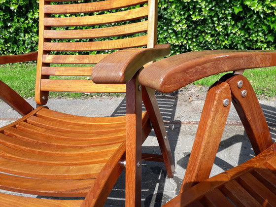 Image 1 of 2 Teak booth chairs, foldable